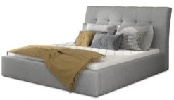 Lit Capitonné Avec Rangement Tissu Gris Souris Klein