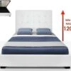 Lit Capitonné Avec Sommier Relevable Simili Blanc Louka 160 -Pas Cher Lit Magasin lit capitonne avec sommier relevable simili blanc louka 160 3760218318447 75585