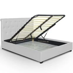 Lit Capitonné Blanc Simili Reva -Pas Cher Lit Magasin lit capitonne blanc simili reva 3327480006306 8963