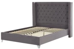 Lit Capitonné Chesterfield Velours Gris Klouto 160x200 Cm -Pas Cher Lit Magasin lit capitonne chesterfield velours gris klouto 160x200 cm 3666722911405 1479395