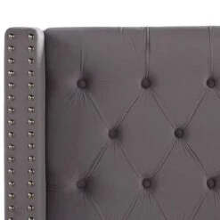 Lit Capitonné Chesterfield Velours Gris Klouto 160x200 Cm -Pas Cher Lit Magasin lit capitonne chesterfield velours gris klouto 160x200 cm 3666722911405 1479399