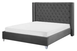 Lit Capitonné Chesterfield Velours Gris Klouto 160x200 Cm -Pas Cher Lit Magasin lit capitonne chesterfield velours gris klouto 160x200 cm 3666722911405 1479400