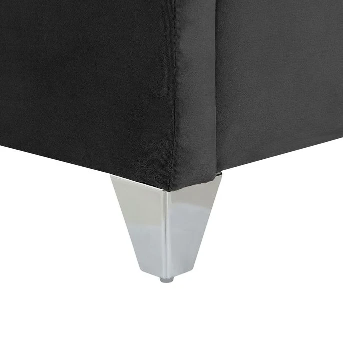 Lit Capitonné Chesterfield Velours Noir Klouto 140x190 Cm 6 Lit Capitonné Chesterfield Velours Noir Klouto 140x190 Cm – Image 4