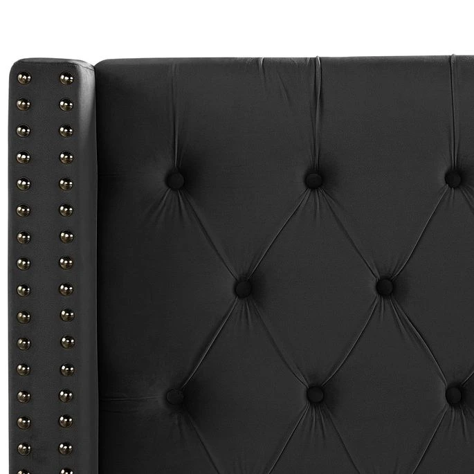 Lit Capitonné Chesterfield Velours Noir Klouto 140x190 Cm 10 Lit Capitonné Chesterfield Velours Noir Klouto 140x190 Cm – Image 8