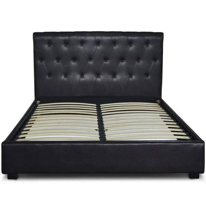 Lit Capitonné Noir Simili Reva 4 Lit Capitonné Noir Simili Reva – Image 2