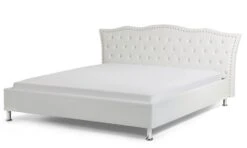 Lit Capitonné Similicuir Blanc Ventus 160x200 Cm