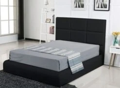 Lit Capitonné Similicuir Noir Avec Coffre Pegus 160x200 Cm