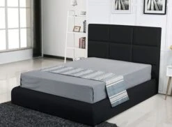 Lit Capitonné Similicuir Noir Avec Coffre Pegus 180x200 Cm