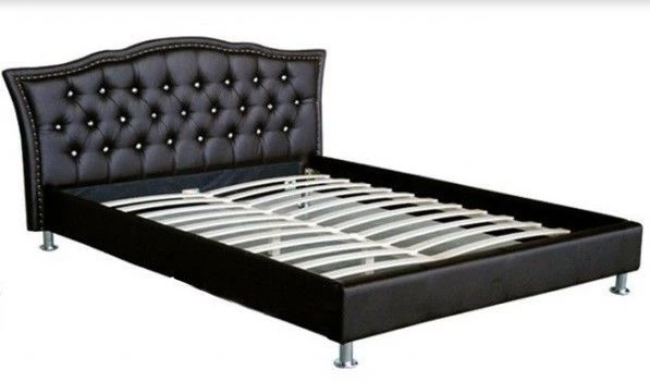 Lit Capitonné Similicuir Noir Ventus 160x200 Cm 6 Lit Capitonné Similicuir Noir Ventus 160x200 Cm – Image 4