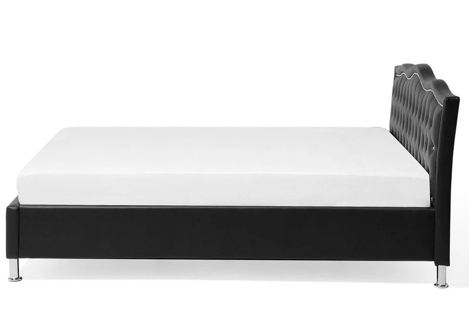 Lit Capitonné Similicuir Noir Ventus 160x200 Cm 7 Lit Capitonné Similicuir Noir Ventus 160x200 Cm – Image 5