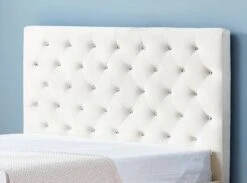 Lit Capitonné Velours Blanc Kouda 140x190 Cm -Pas Cher Lit Magasin lit capitonne velours blanc kouda 140x190 cm 3666722911740 1479309