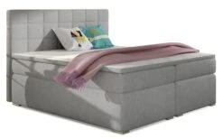 Lit Chambre D'hôtel Avec Matelas Tissu Gris Clair Alko