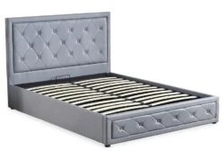 Lit Coffre 140x190 Cm Simili Cuir Gris Capitonné Maldi -Pas Cher Lit Magasin lit coffre 140x190 cm simili cuir gris capitonne maldi 3327480065273 1134769