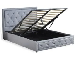 Lit Coffre 140x190 Cm Simili Cuir Gris Capitonné Maldi -Pas Cher Lit Magasin lit coffre 140x190 cm simili cuir gris capitonne maldi 3327480065273 1134770