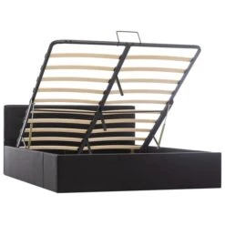 Lit Coffre 140x200 Cm Simili Cuir Noir Capitonné Rundi -Pas Cher Lit Magasin lit coffre 140x200 cm simili cuir noir capitonne rundi 3666722518550 595654