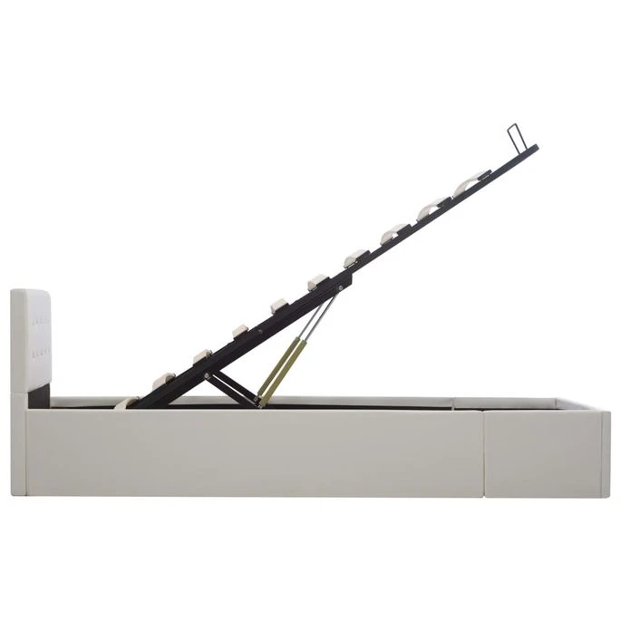 Lit Coffre 160x200 Cm Simili Cuir Blanc Capitonné Rundi 10 Lit Coffre 160x200 Cm Simili Cuir Blanc Capitonné Rundi – Image 8