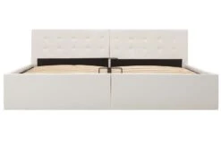 Lit Coffre 160x200 Cm Simili Cuir Blanc Capitonné Rundi