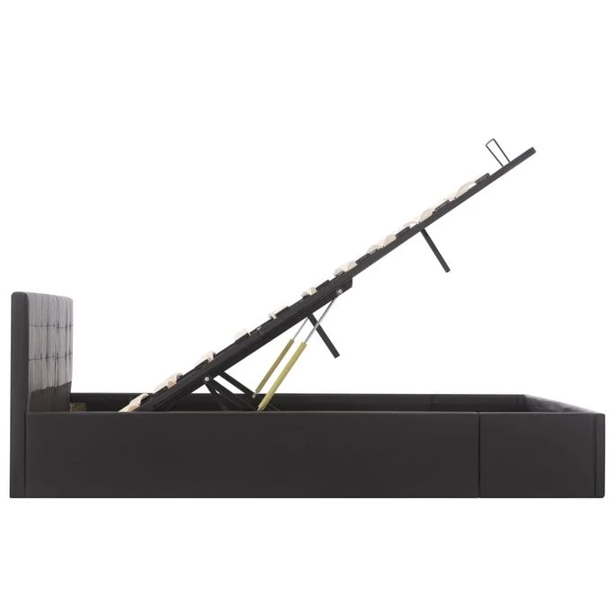 Lit Coffre 160x200 Cm Simili Cuir Noir Capitonné Rundi 8 Lit Coffre 160x200 Cm Simili Cuir Noir Capitonné Rundi – Image 6