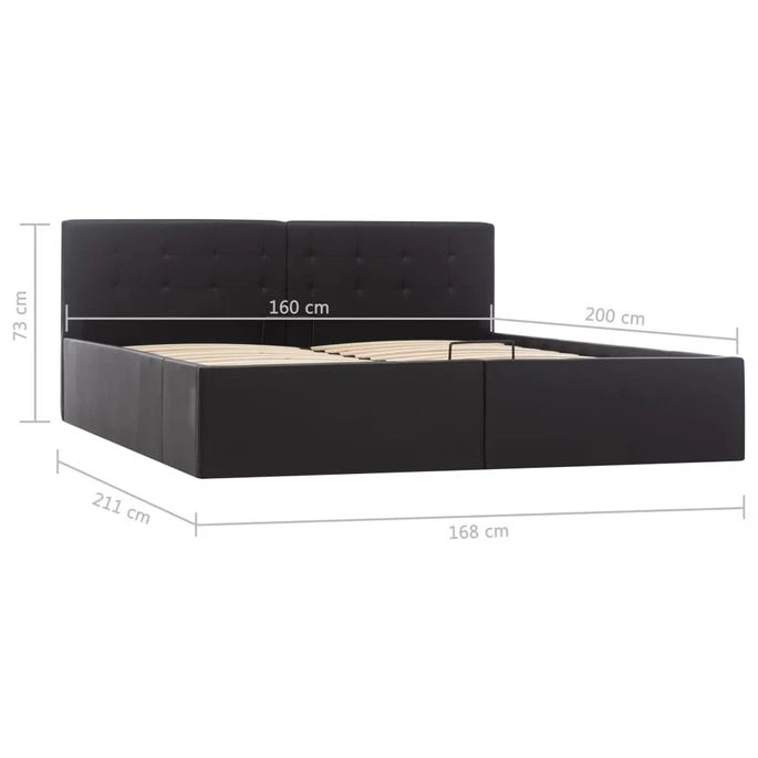 Lit Coffre 160x200 Cm Simili Cuir Noir Capitonné Rundi 12 Lit Coffre 160x200 Cm Simili Cuir Noir Capitonné Rundi – Image 10