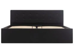 Lit Coffre 160x200 Cm Simili Cuir Noir Capitonné Rundi