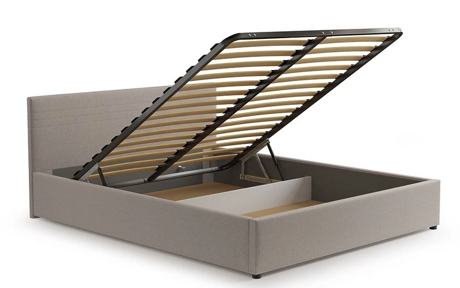 Lit Coffre 160x200 Cm Tissu Gris Vincennes 3 Lit Coffre 160x200 Cm Tissu Gris Vincennes