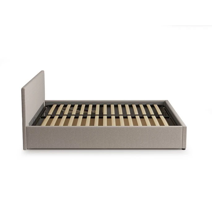 Lit Coffre 160x200 Cm Tissu Gris Vincennes 7 Lit Coffre 160x200 Cm Tissu Gris Vincennes – Image 5