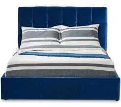 Lit Coffre 160x200 Cm Velours Bleu Utani