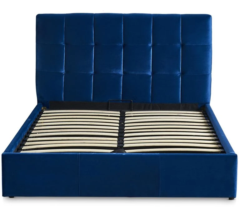 Lit Coffre 160x200 Cm Velours Bleu Utani 6 Lit Coffre 160x200 Cm Velours Bleu Utani – Image 4