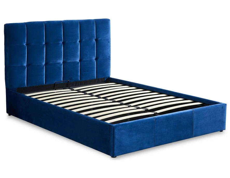 Lit Coffre 160x200 Cm Velours Bleu Utani 7 Lit Coffre 160x200 Cm Velours Bleu Utani – Image 5