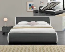 Lit Coffre 180x200 Cm Simili Cuir Gris Mat Liseré Blanc Asora 6 Lit Coffre 180x200 Cm Simili Cuir Gris Mat Liseré Blanc Asora -Pas Cher Lit Magasin lit coffre 180x200 cm simili cuir gris mat lisere blanc aster 3557630028234 329514