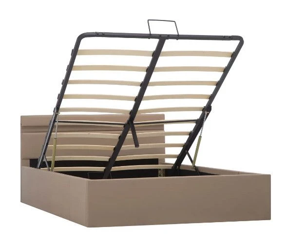 Lit Coffre à LED Simili Cuir Beige Rundi 140x200 Cm 5 Lit Coffre à LED Simili Cuir Beige Rundi 140x200 Cm – Image 3