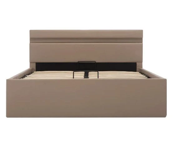 Lit Coffre à LED Simili Cuir Beige Rundi 140x200 Cm 7 Lit Coffre à LED Simili Cuir Beige Rundi 140x200 Cm – Image 5