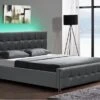 Lit Coffre à Led Simili Cuir Gris Kate 140 -Pas Cher Lit Magasin lit coffre a led simili cuir gris kate 140 3557630018679 694373