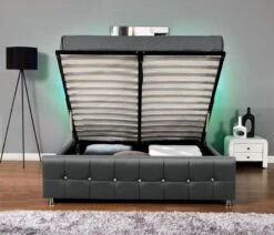 Lit Coffre à Led Simili Cuir Gris Kate 140 11 Lit Coffre à Led Simili Cuir Gris Kate 140 -Pas Cher Lit Magasin lit coffre a led simili cuir gris kate 140 3557630018679 94281