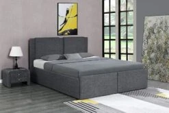 Lit Coffre Avec 2 Tiroirs 140x190 Cm Tissu Gris Foncé Jorn -Pas Cher Lit Magasin lit coffre avec 2 tiroirs 140x190 cm tissu gris fonce foli 3557630032057 570165