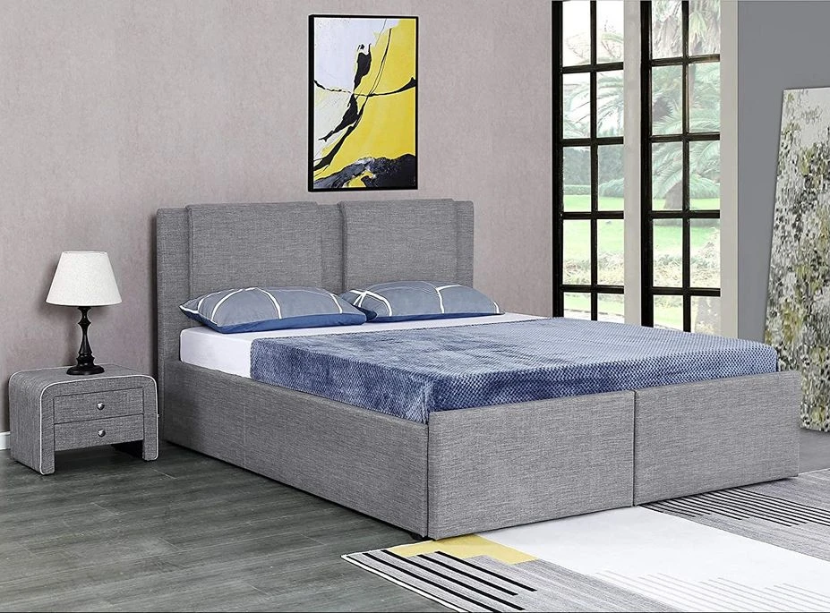 Lit Coffre Avec 2 Tiroirs 180x200 Cm Tissu Gris Clair Jorn 7 Lit Coffre Avec 2 Tiroirs 180x200 Cm Tissu Gris Clair Jorn – Image 5