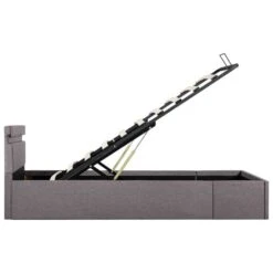 Lit Coffre Avec LED Taupe Tissu 100x200cm -Pas Cher Lit Magasin lit coffre avec led taupe tissu 100x200cm 3666722495172 633832