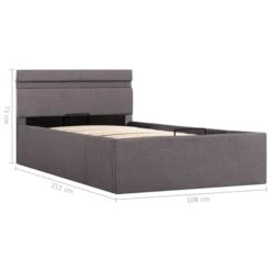Lit Coffre Avec LED Taupe Tissu 100x200cm -Pas Cher Lit Magasin lit coffre avec led taupe tissu 100x200cm 3666722495172 633837