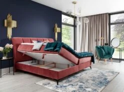 Lit Continental Moderne Avec Matelas Velours Bleu Brato 21 Lit Continental Moderne Avec Matelas Velours Bleu Brato -Pas Cher Lit Magasin lit coffre avec matelas velours bleu aderito 140x200 cm 3666722634410 1423016