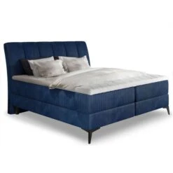 Lit Continental Moderne Avec Matelas Velours Bleu Brato 17 Lit Continental Moderne Avec Matelas Velours Bleu Brato -Pas Cher Lit Magasin lit coffre avec matelas velours bleu aderito 140x200 cm 3666722634410 392167