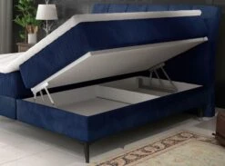 Lit Continental Moderne Avec Matelas Velours Bleu Brato 15 Lit Continental Moderne Avec Matelas Velours Bleu Brato -Pas Cher Lit Magasin lit coffre avec matelas velours bleu aderito 140x200 cm 3666722634410 653680