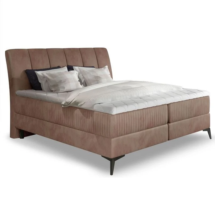 Lit Coffre Avec Matelas Velours Taupe Erato 160x200 Cm 6 Lit Coffre Avec Matelas Velours Taupe Erato 160x200 Cm – Image 4