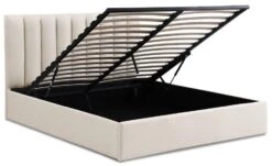 Lit Coffre Avec Sommier Redlvable Tissu Beige Saka 140x200 Cm -Pas Cher Lit Magasin lit coffre avec sommier relevable tissu beige saka 140x200 cm 3327480049693 730465