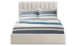 Lit Coffre Avec Sommier Relevable Tissu Beige Saka 160x200 Cm