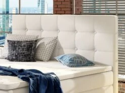 Lit Coffre Boxspring Simili Cuir Blanc Avec Matelas Et Surmatelas Kavin -Pas Cher Lit Magasin lit coffre boxspring simili cuir blanc avec matelas et surmatelas kavin 3666722635110 1422068