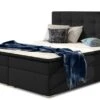 Lit Coffre Boxspring Tissu Noir Avec Matelas Et Surmatelas Kavin