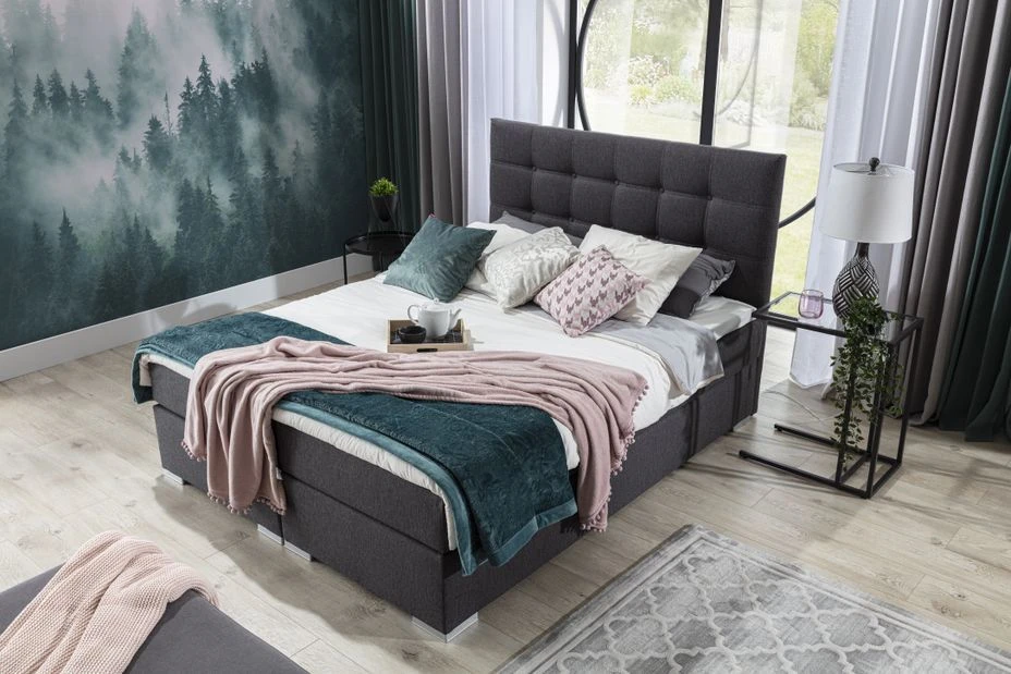 Lit Coffre Boxspring Tissu Noir Avec Matelas Et Surmatelas Kavin 10 Lit Coffre Boxspring Tissu Noir Avec Matelas Et Surmatelas Kavin – Image 8