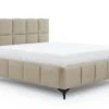 Lit Coffre Moderne 160x200 Cm Capitonné Tissu Doux Beige Mister