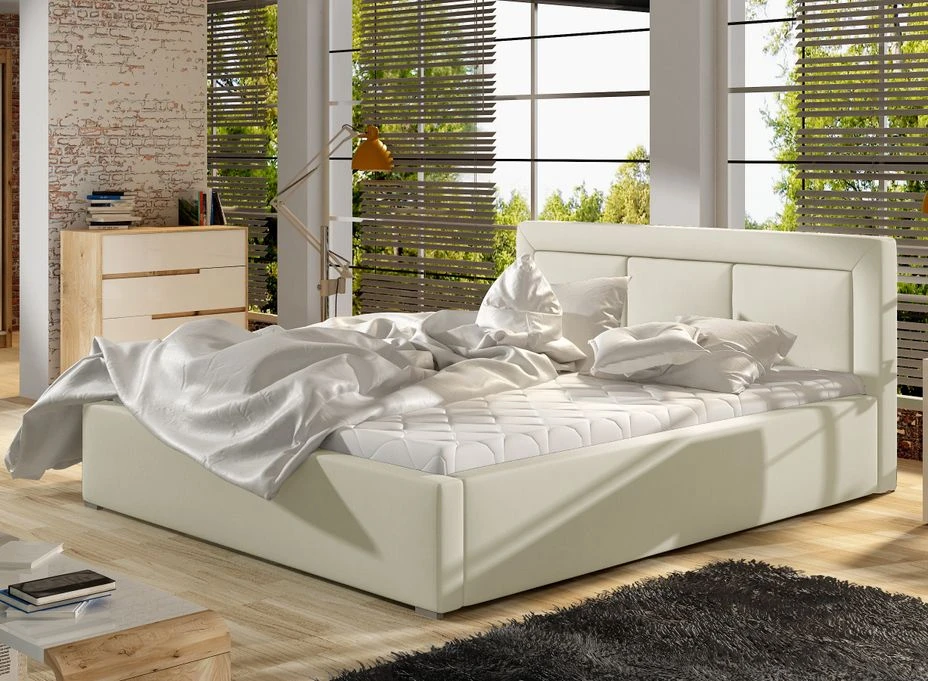 Lit Coffre Simili Cuir Beige Clair Grand Carré Capitonné Berlino 4 Lit Coffre Simili Cuir Beige Clair Grand Carré Capitonné Berlino – Image 2