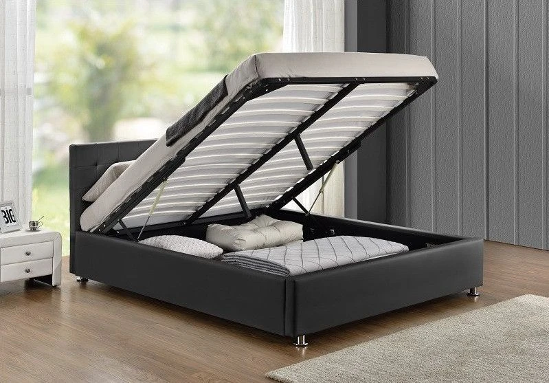 Lit Coffre Simili Cuir Gris Comett 140x190 Cm 5 Lit Coffre Simili Cuir Gris Comett 140x190 Cm – Image 3